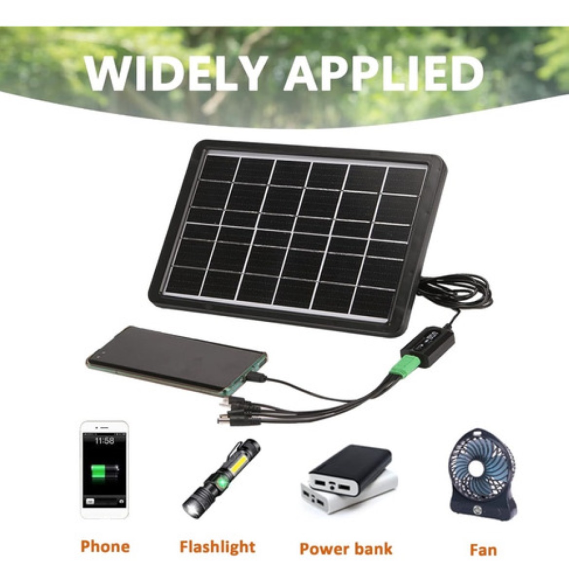 Panel Solar 8w Portátil Usb Cargador Ip65 Moreka Celular negro