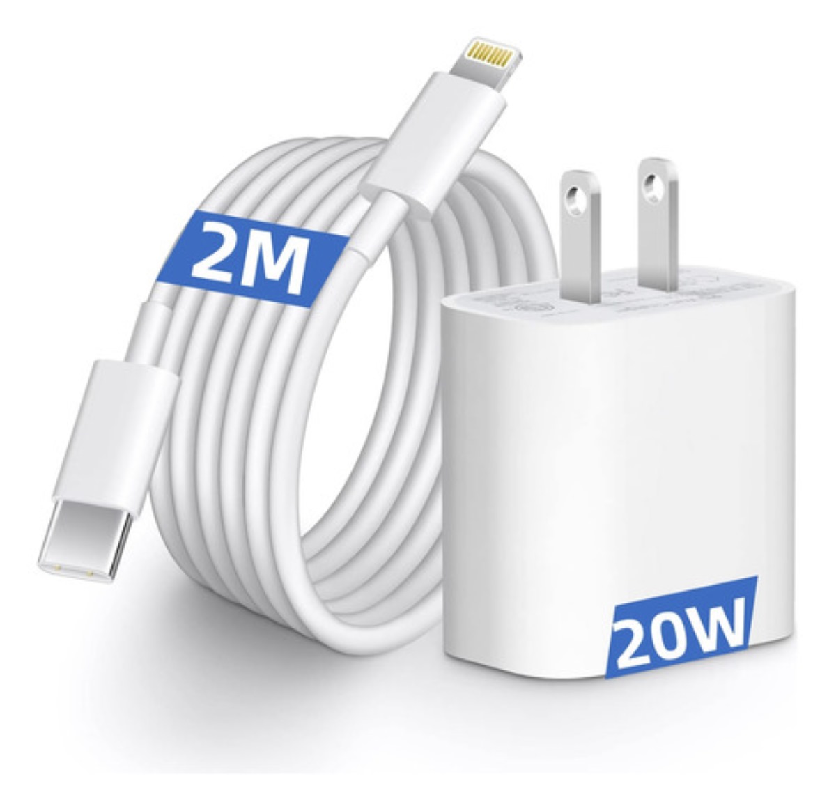 Cargador 2m Carga Rapida 20w Para iPhone 8 X 11 12 13 14 Se Blanco