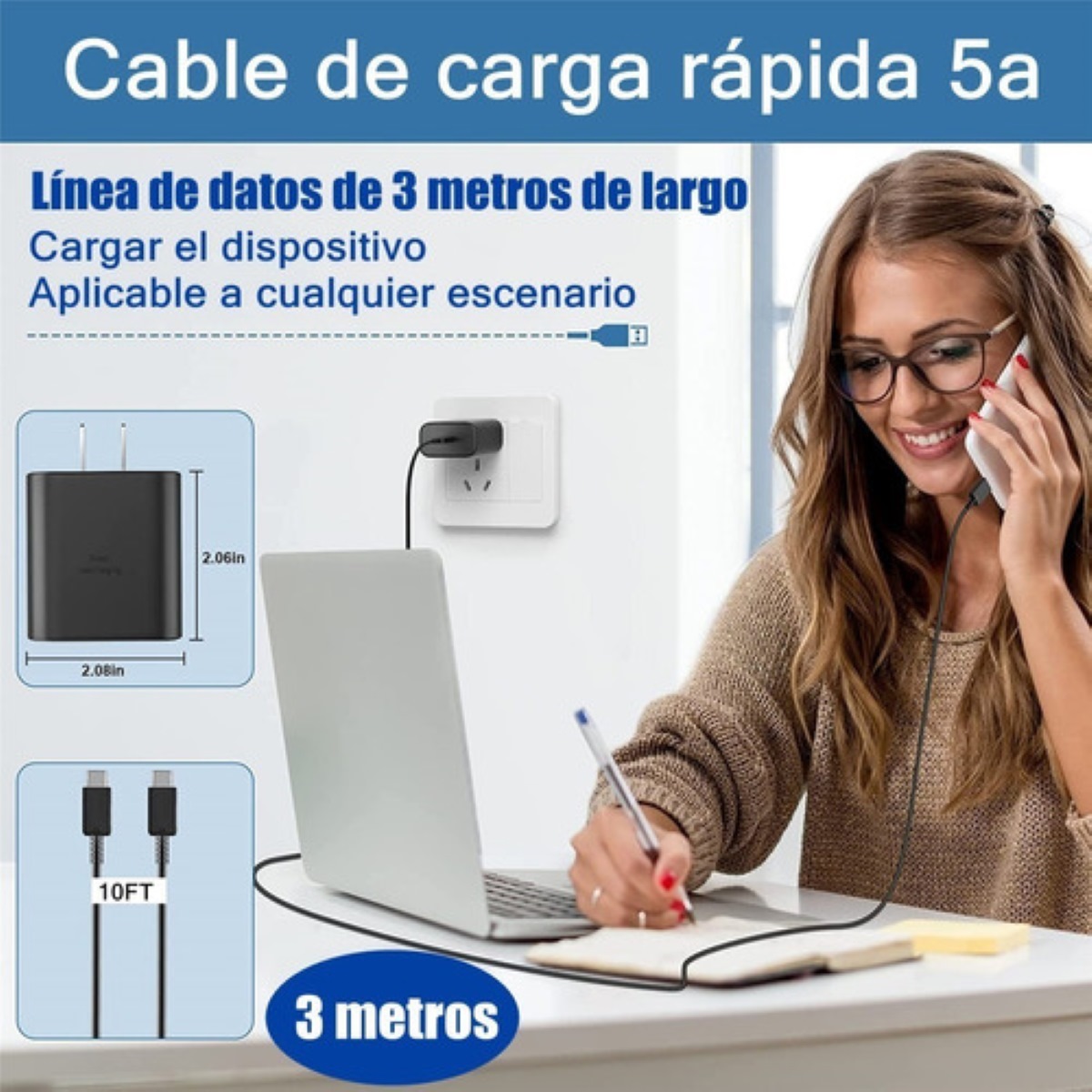 Cargador Super Carga Rápida Tipo C 45w Para Samsung S23 S23+ Negro