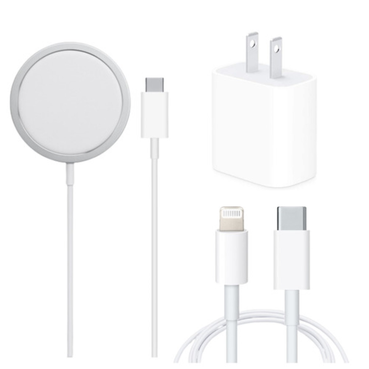 kit magsafe cargador inalambrico + cubo 20w + cable tipo c para iphone carga rapida Blanco