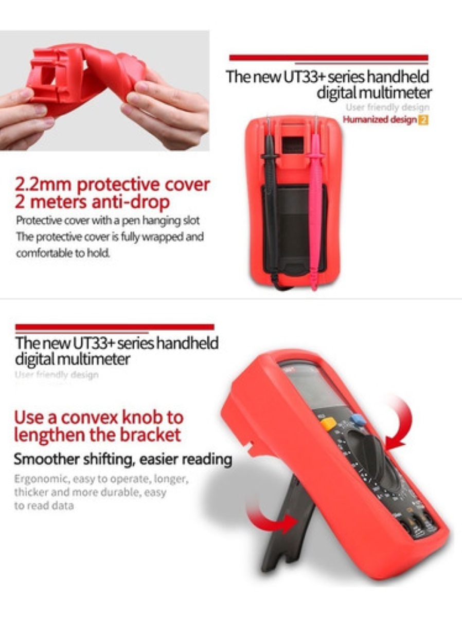 Uni-t Ut33a+ - Multímetro Digital De Bolsillo rojo