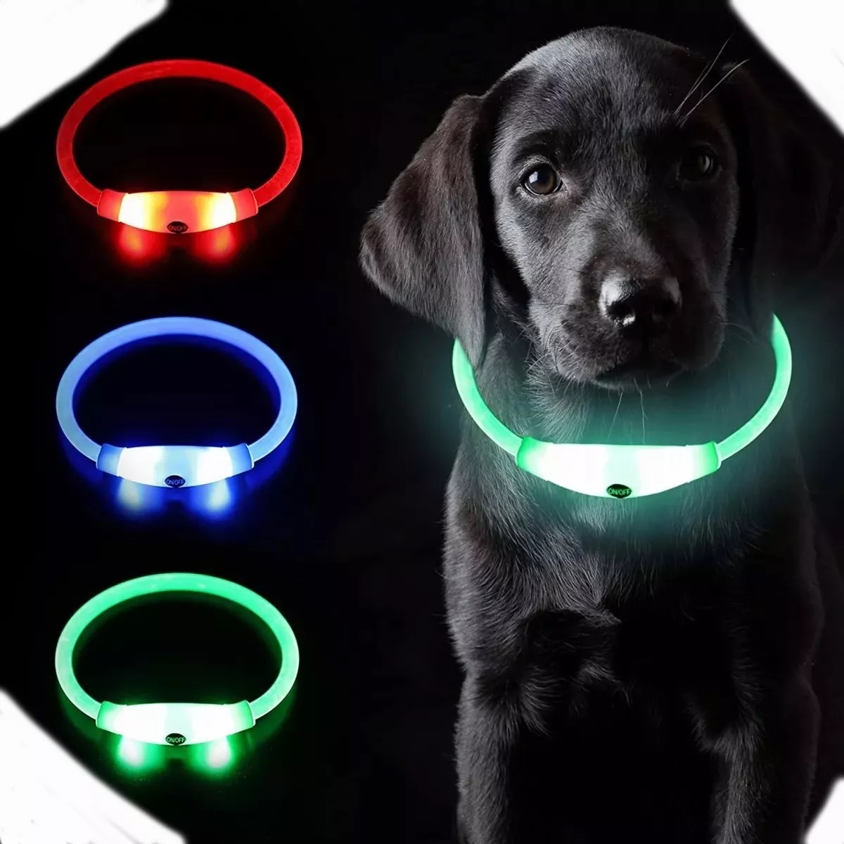 Collar Para Perros Luz Led Recargable Luminoso Mascota.