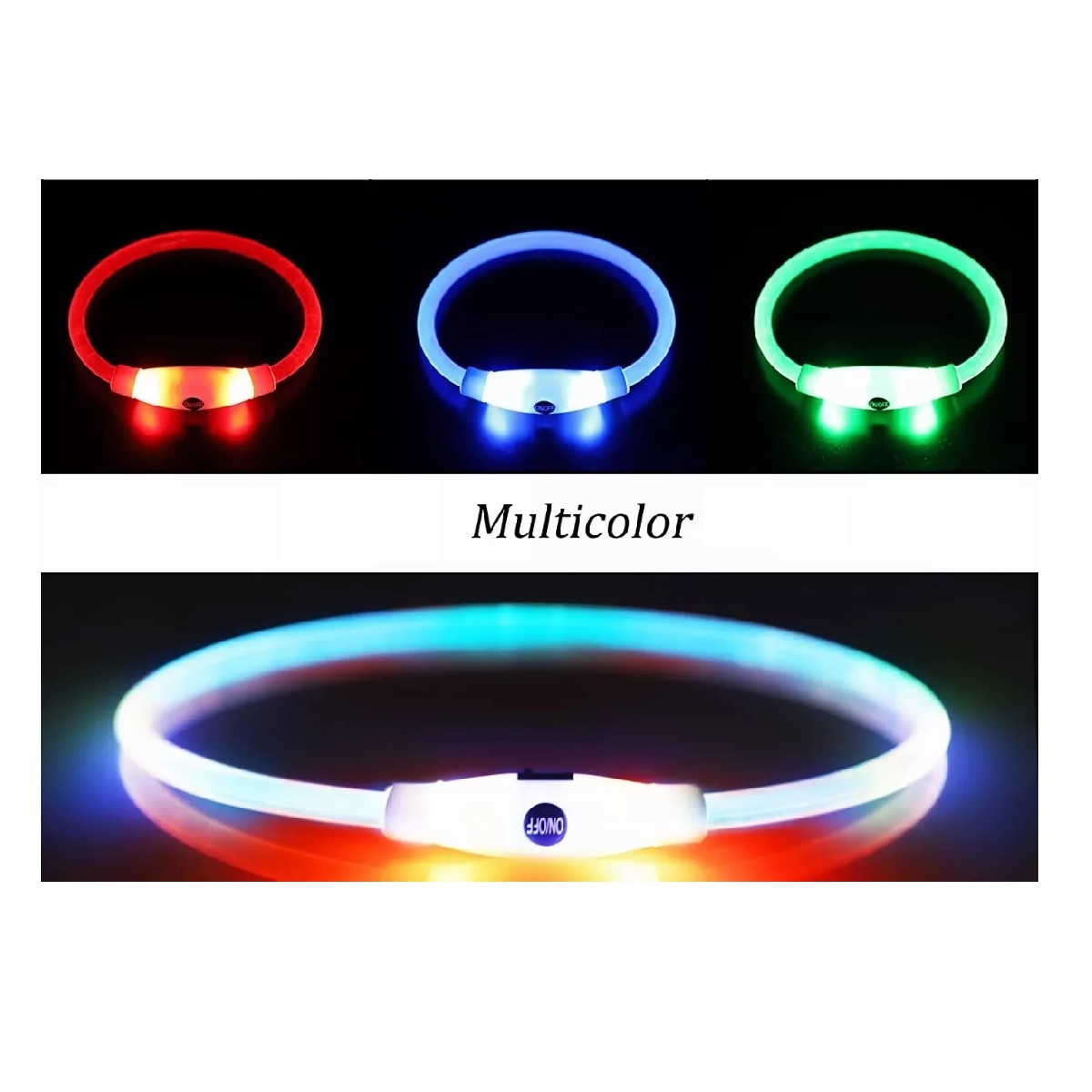 Collar Para Perros Luz Led Recargable Luminoso Mascota.