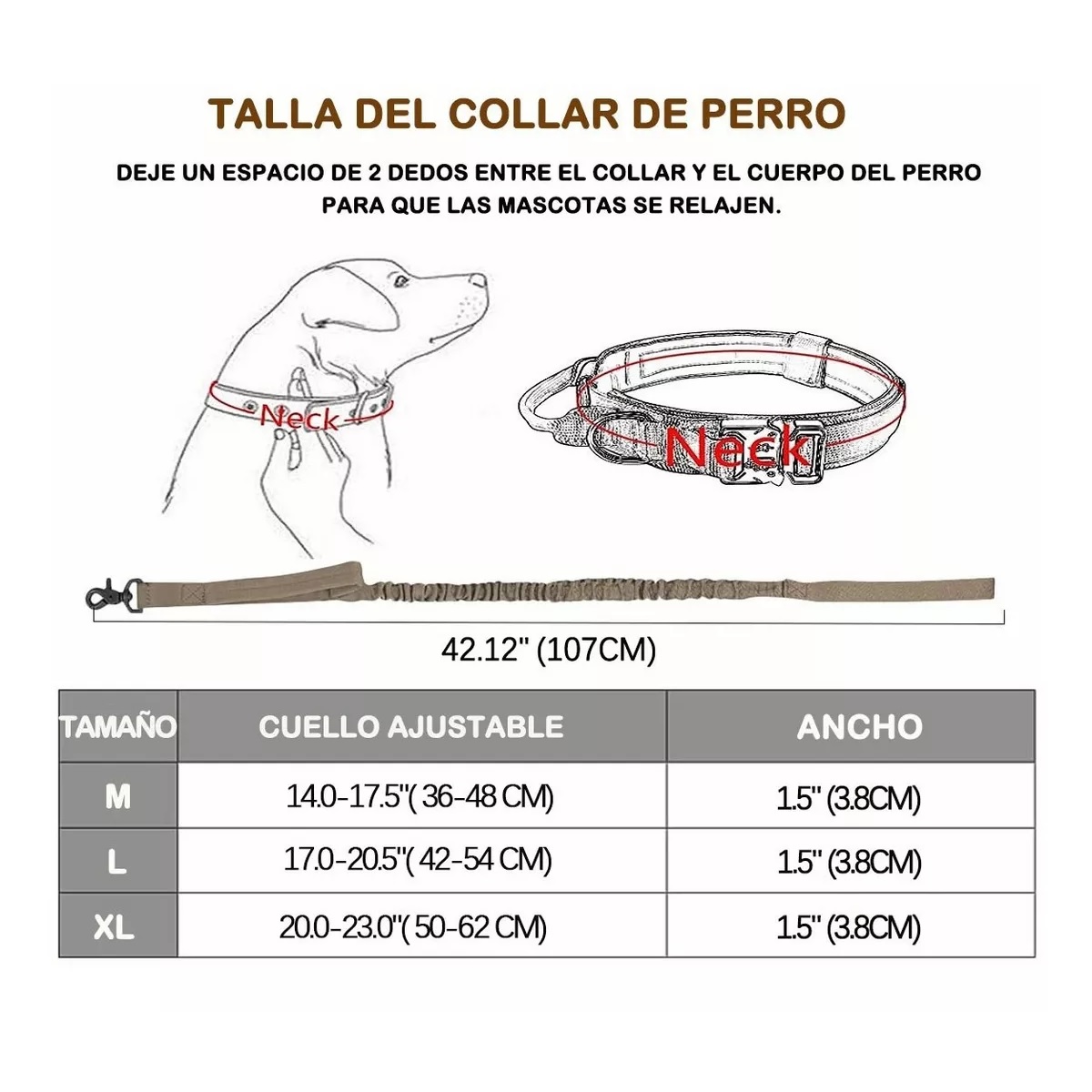 Collar Táctico De Perro Hebilla Metálica Ajustable+correa Balck M.