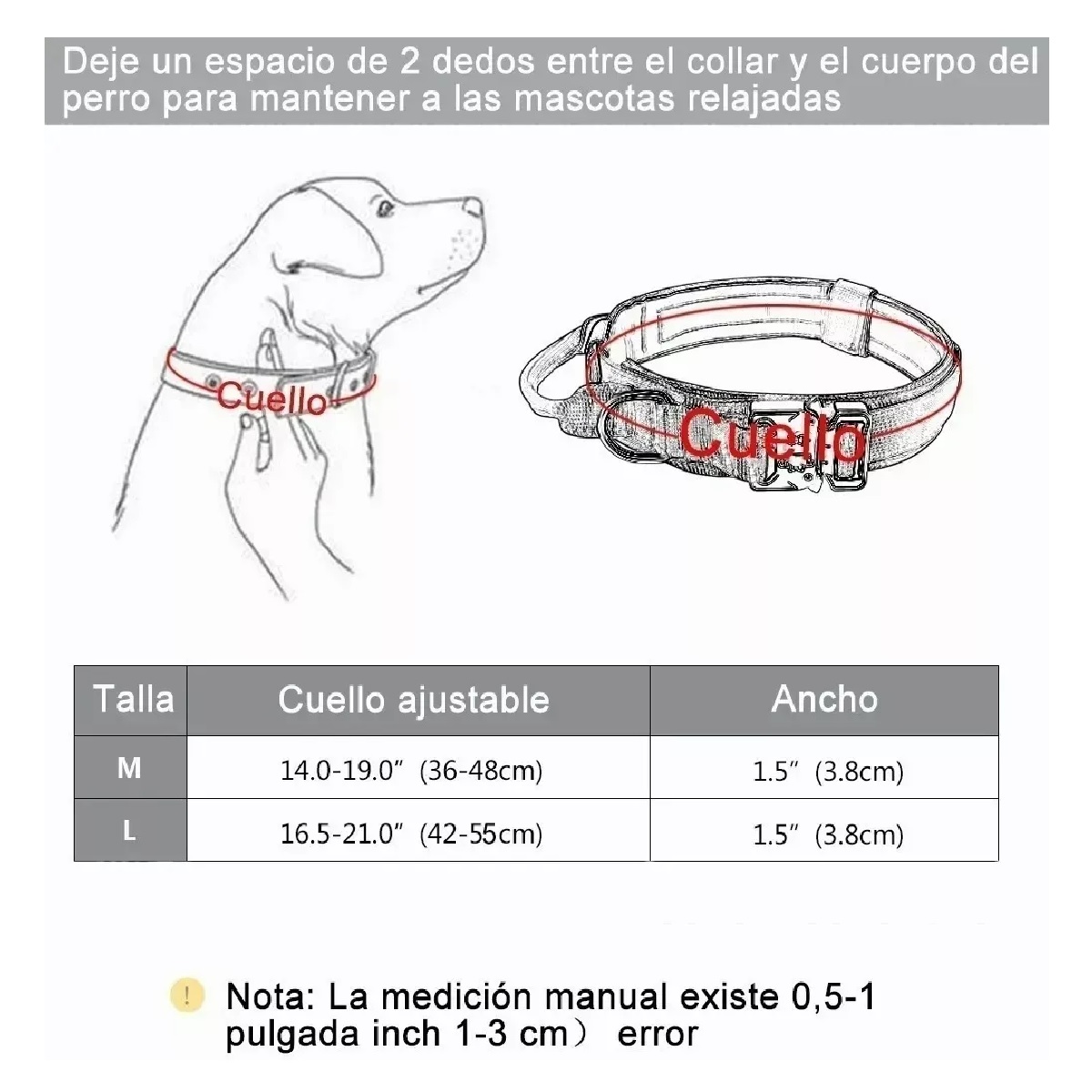 Collar Táctico Para Perro Con Hebilla Metal Super Resistente Rosa M.