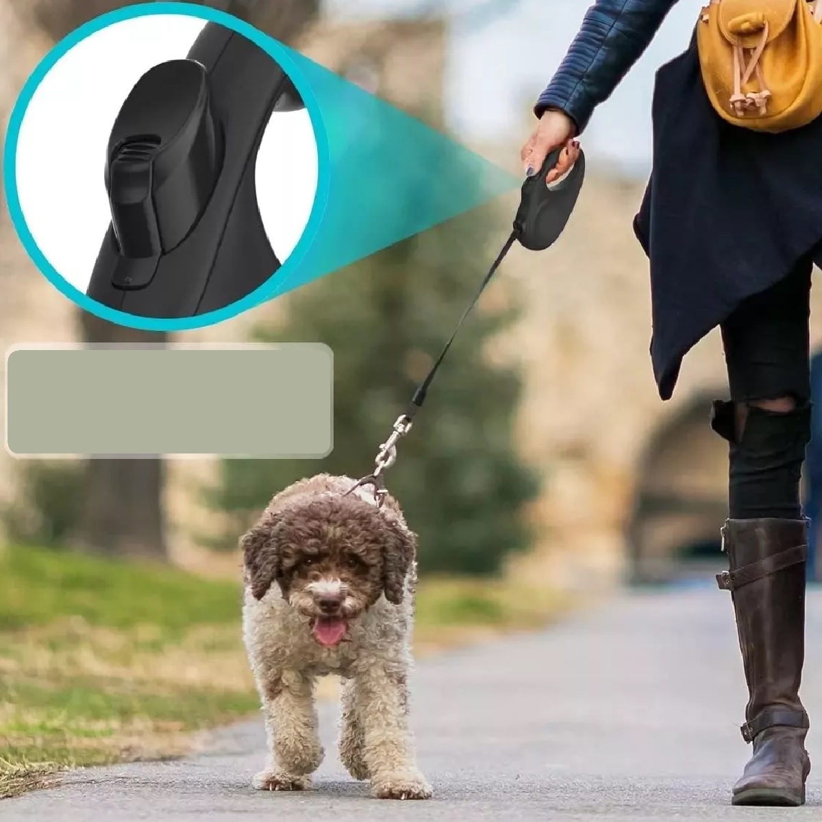 Correa Perros Retractil Automático 5m Para Mascotas Medianas Negro.