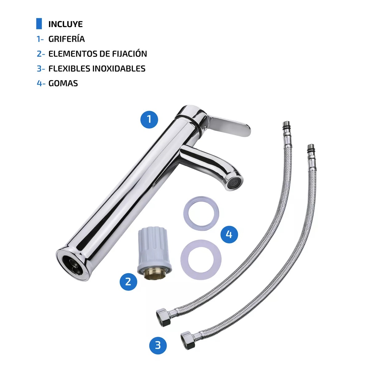 Llave Mezcladora Alta Monomando para Fregadero lavabo Baño Grifo lavamanos.