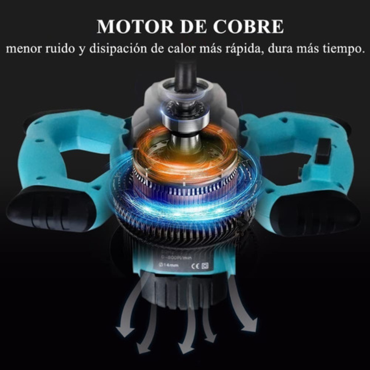 Mezcladora Eléctrica De Cemento Pintura 6 Velocidades 2100w azul