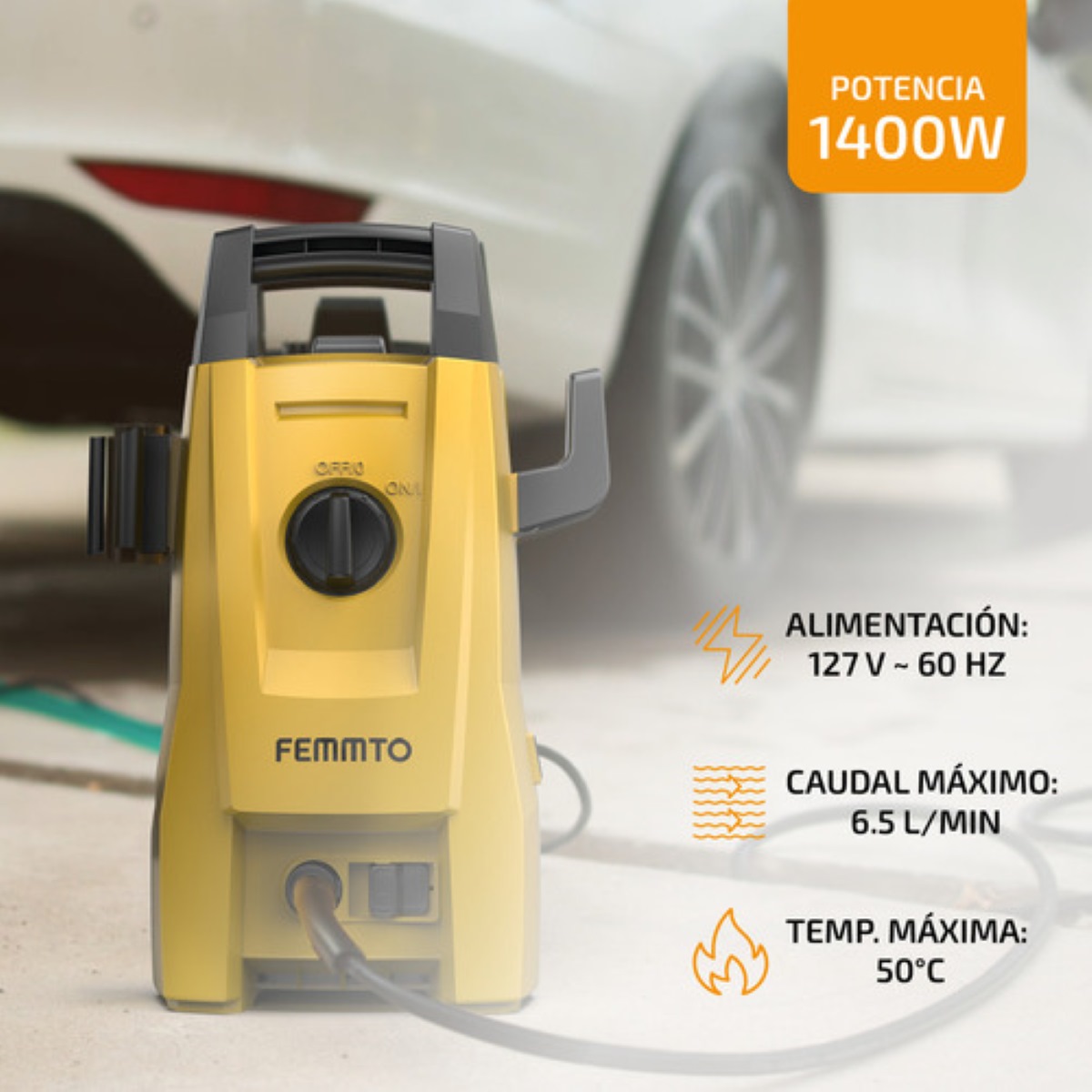 Hidrolavadora Electrica Femmto 1400w Alta presion 1600 Psi