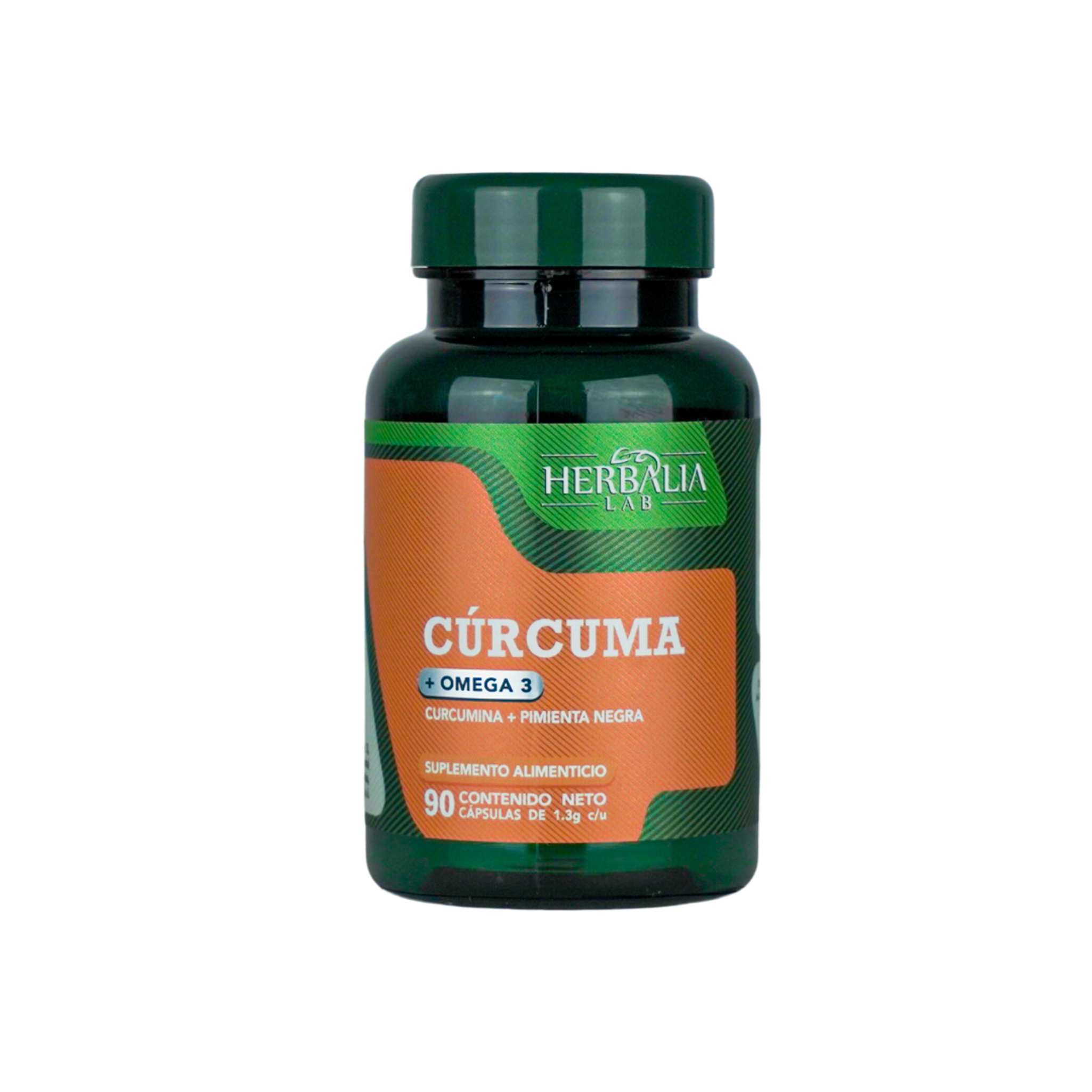 Herbalia Lab, Curcumina y Omega 3 con Pimienta Negra, 90 Cápsulas