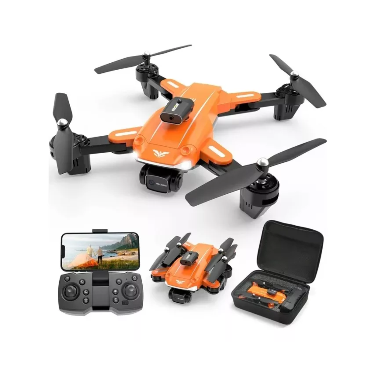 Dron Con Cámara 8k Fpv Giro 360 Doblar 3 Batería Naranja D89.