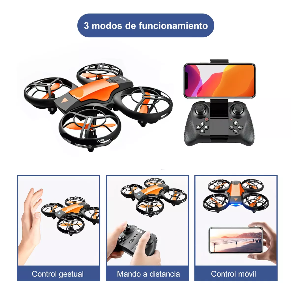 Mini Drone Cuadricóptero Con Cámara 4k Hd Con 3 Baterías.