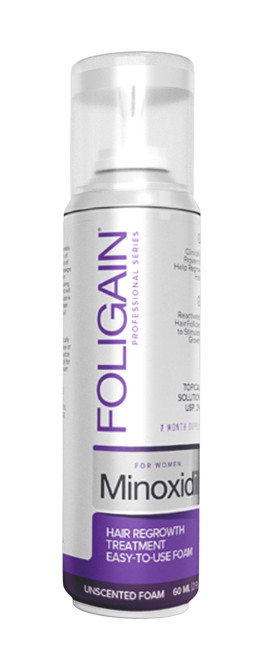 FOLIGAIN MINOXIDIL 2% ESPUMA PARA EL CRECIMIENTO DEL CABELLO para mujeres Tres Botellas 3 meses de suministro.