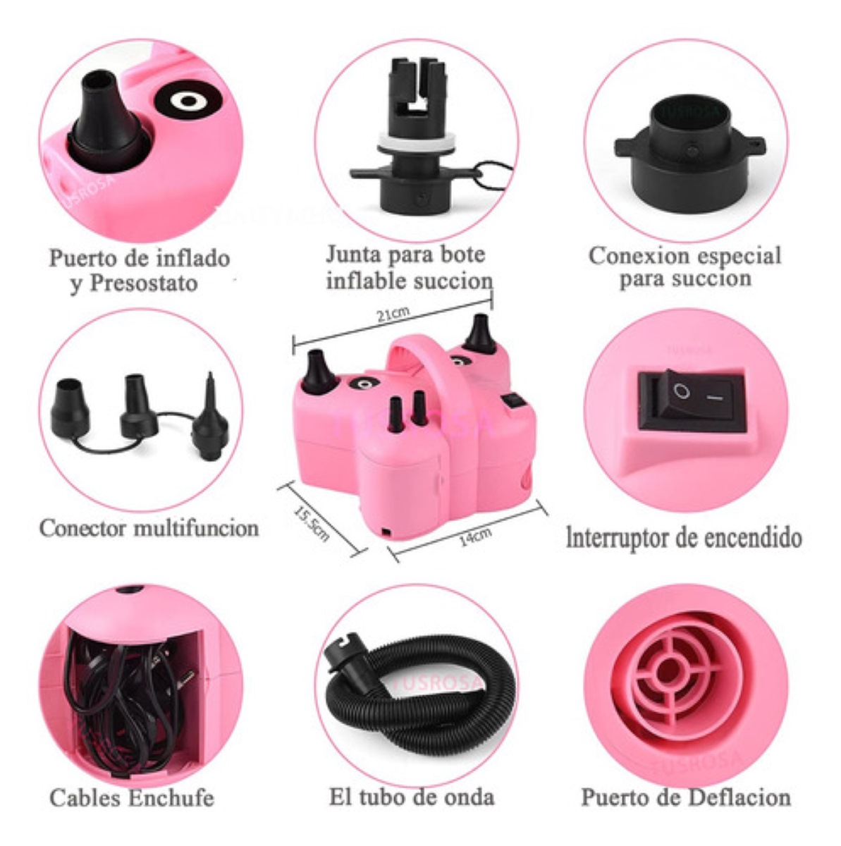 Bomba Globo Infladora Eléctrico + Kit De Fiesta Todo En Un
