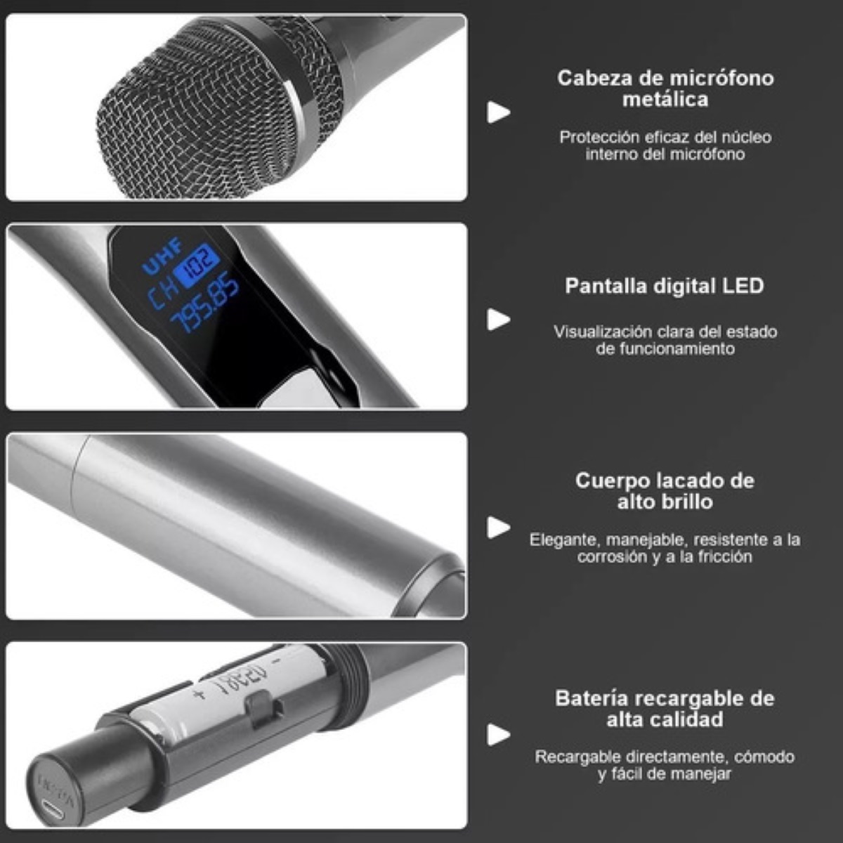 General Karaoke Profesional Microfono Inalambrico Recargable