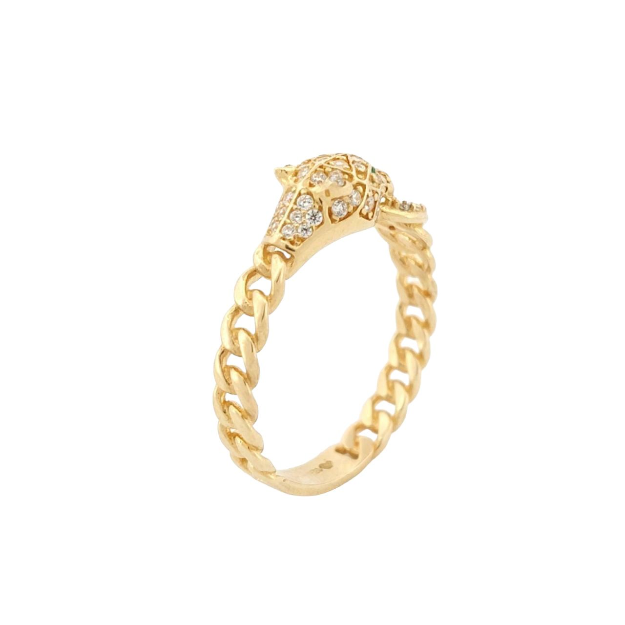 Anillo Jaguar Eslabones Oro 10 K + Obsequio.