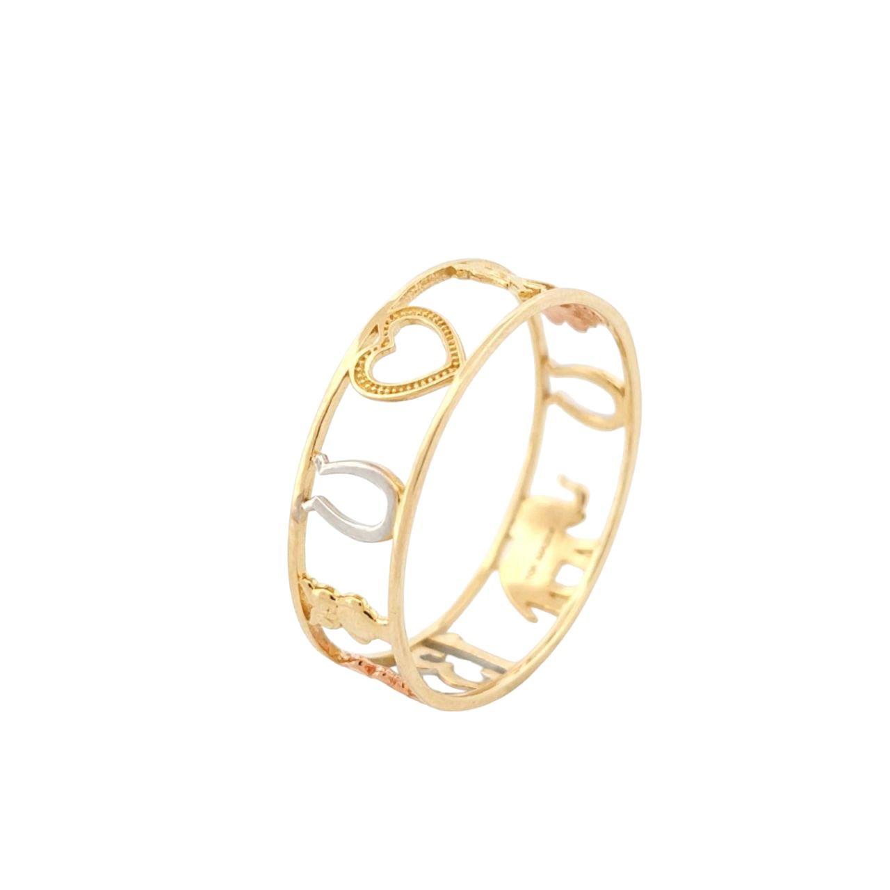 Anillo Suerte Hueco Oro 10 K + Obsequio.