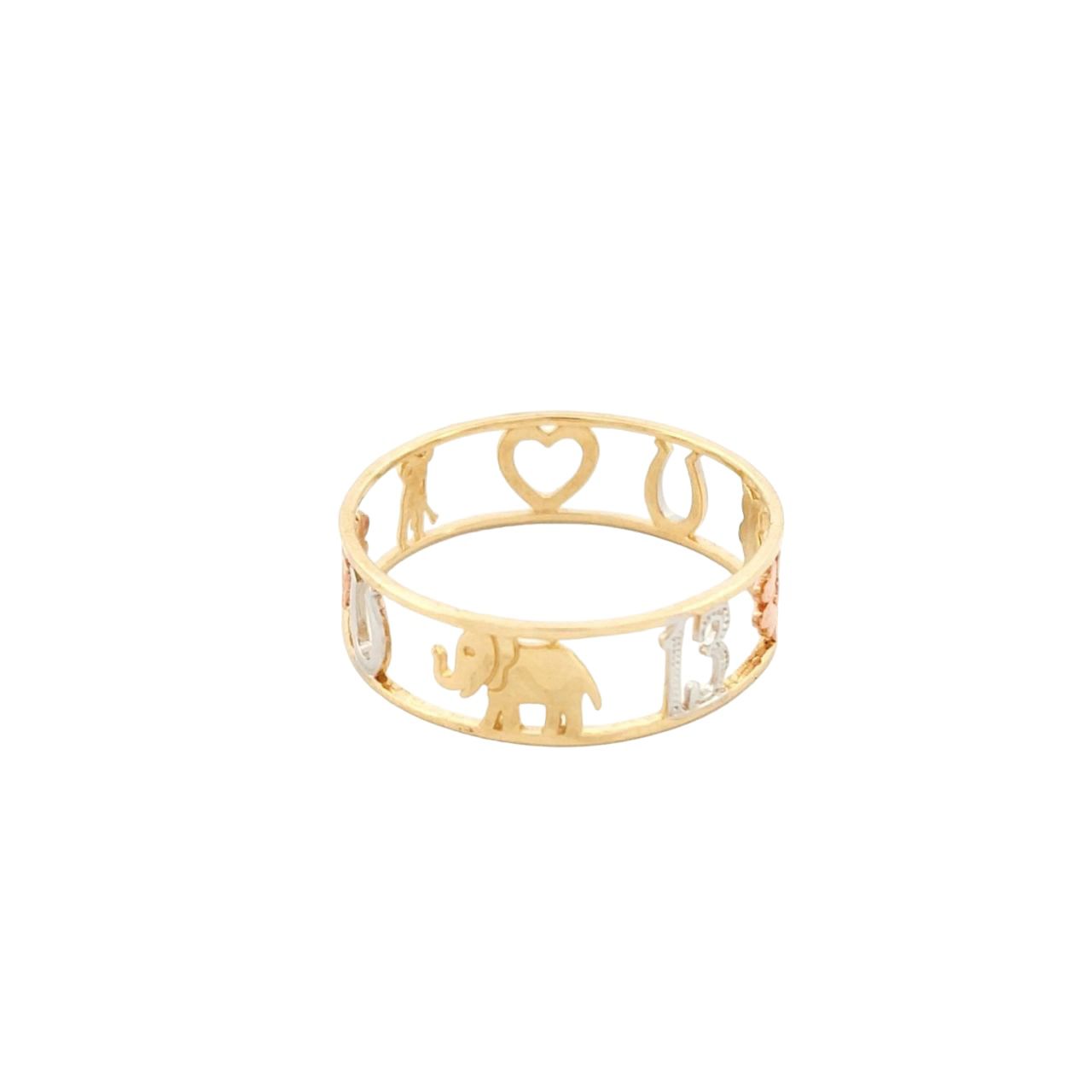 Anillo Suerte Hueco Oro 10 K + Obsequio.