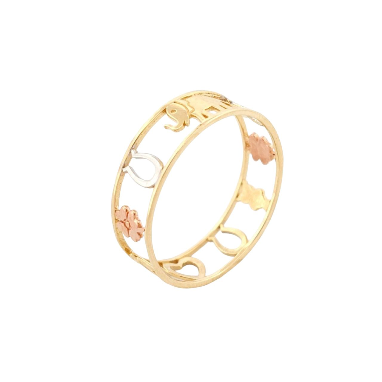 Anillo Suerte Hueco Oro 10 K + Obsequio.