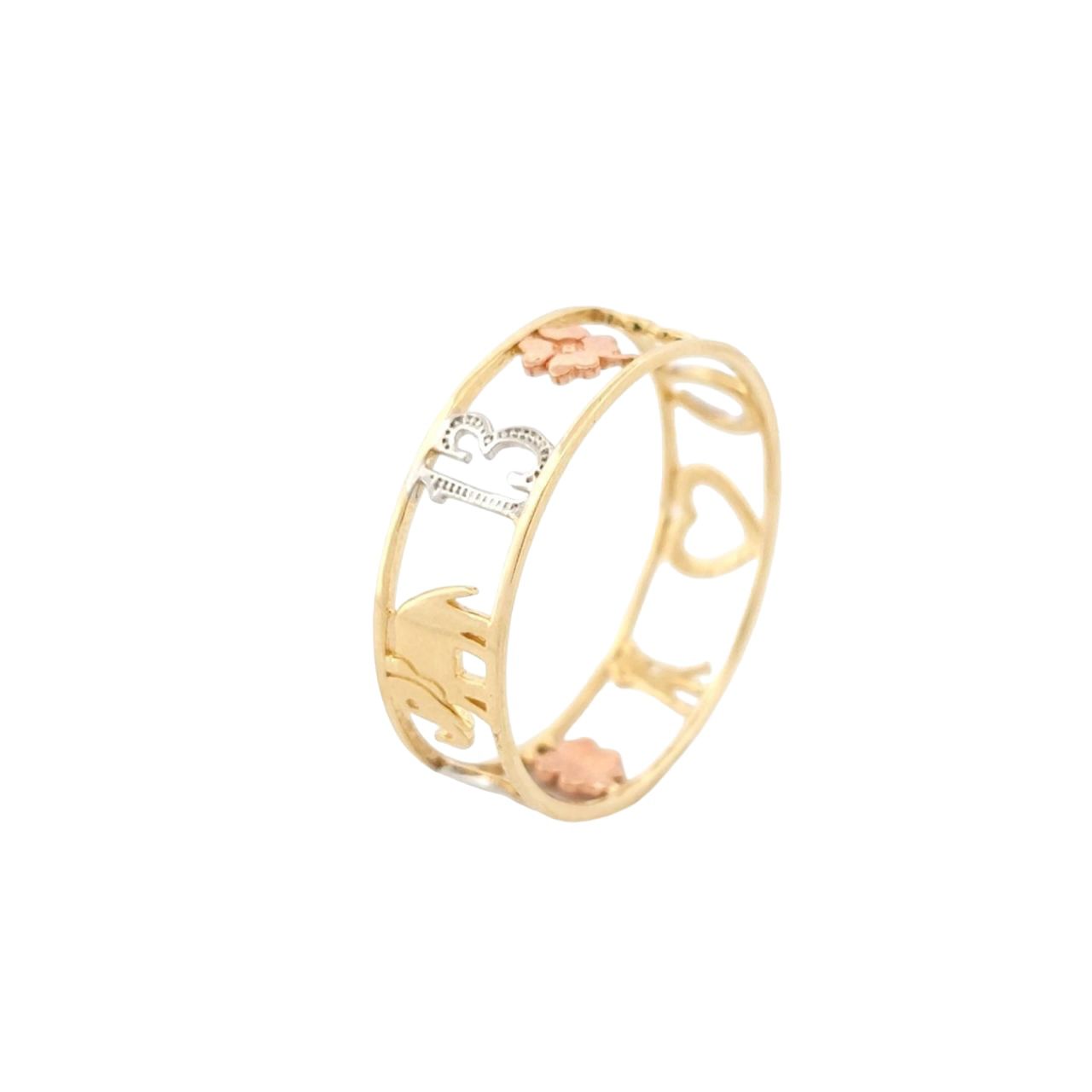 Anillo Suerte Hueco Oro 10 K + Obsequio.
