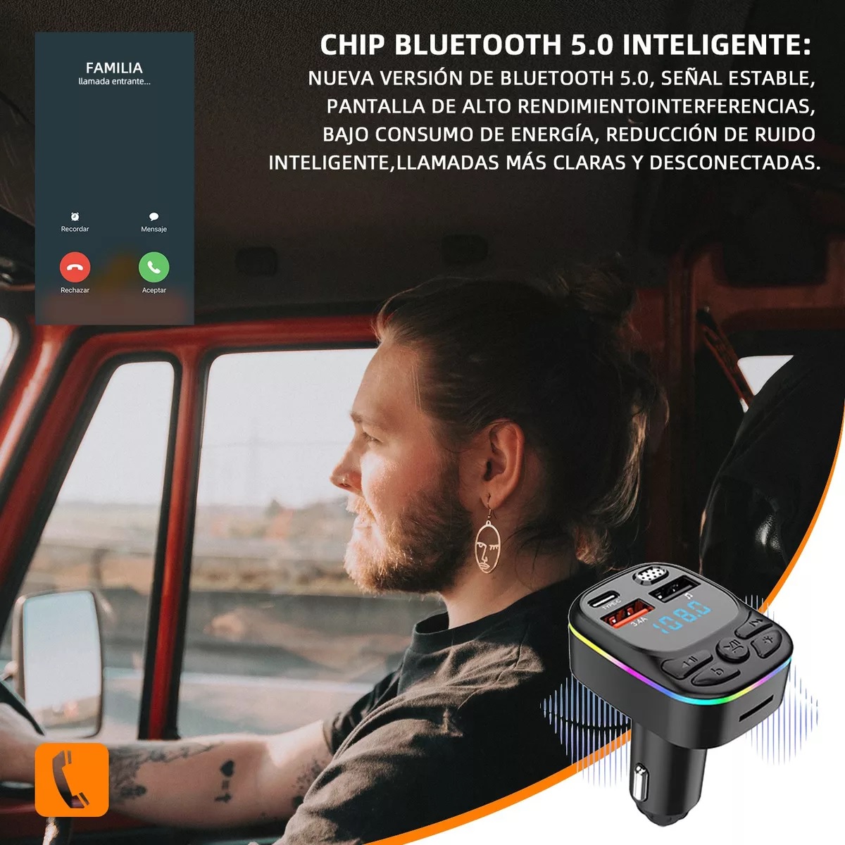 Transmisor Receptor De Audio Estéreo Fm Mp3 P/auto Bluetooth.