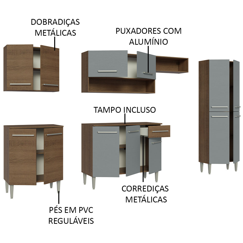 Cocina Integral Completa Modular Madesa Emilly 293cm MG 01.