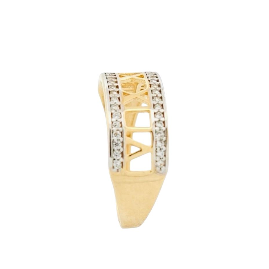 Anillo Números Romanos Zirconias Oro 10 K + Obsequio.
