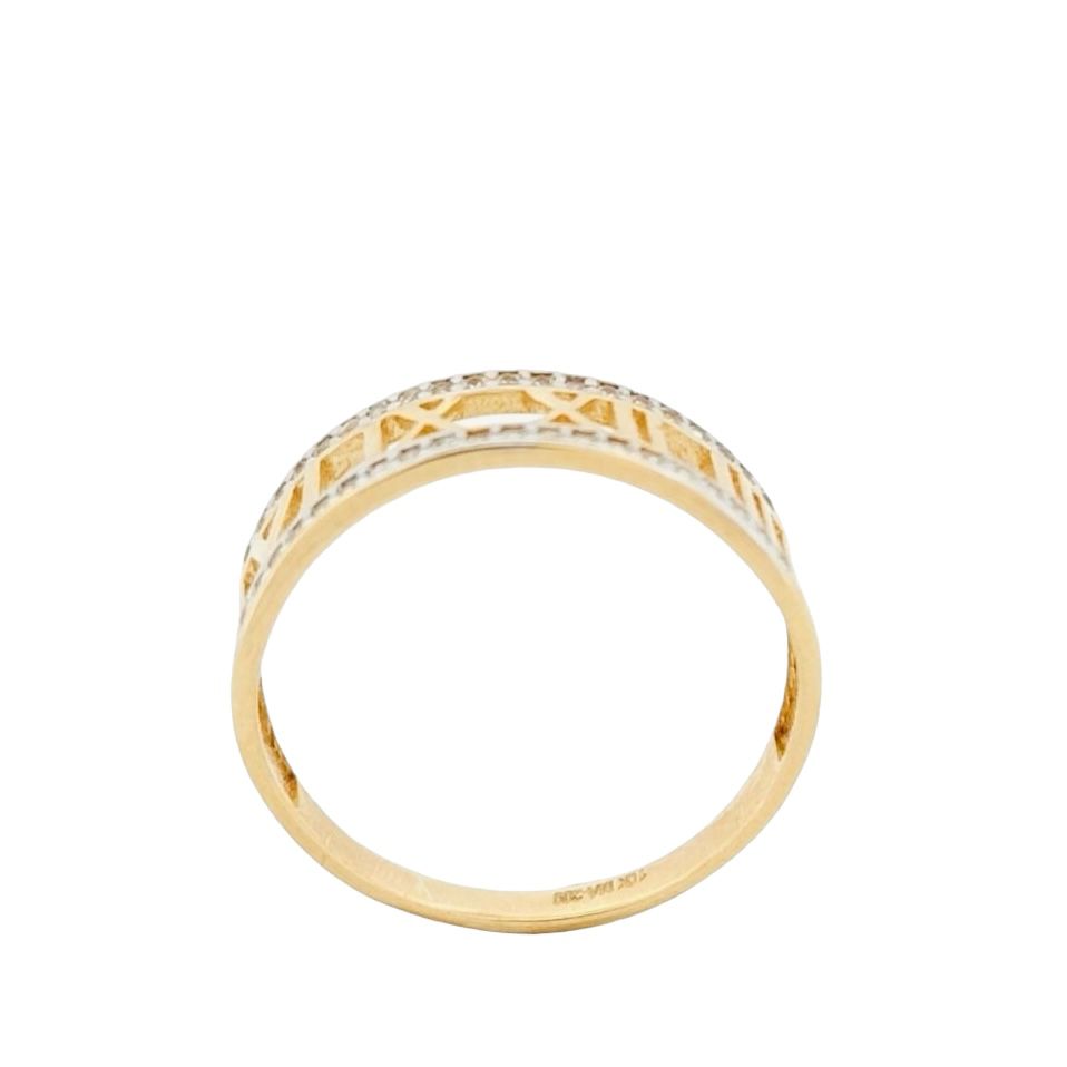 Anillo Números Romanos Zirconias Oro 10 K + Obsequio.