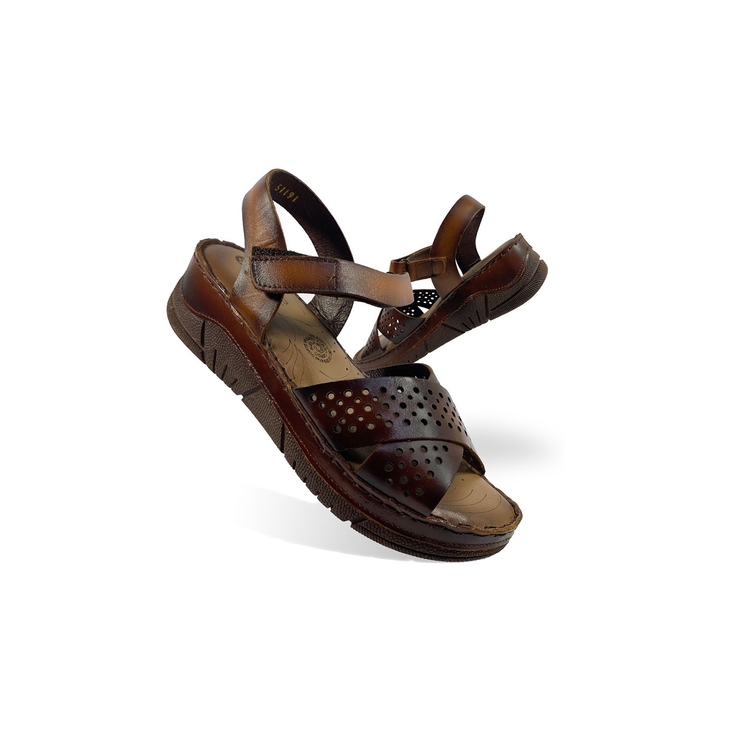 Sandalia Huarache Piel Para Dama Lobo Solo 1705 Naranja.
