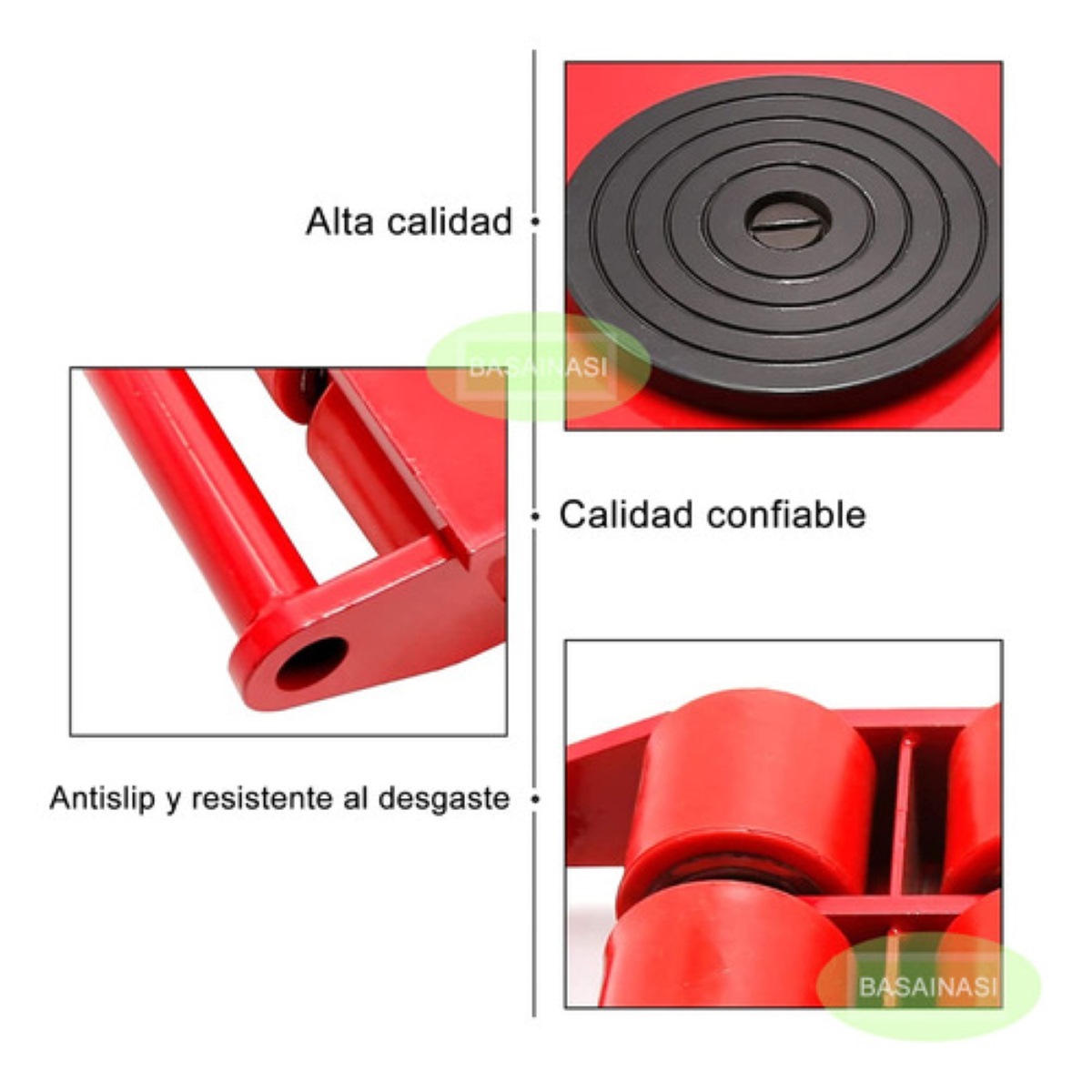 Patín Tortuga De 4 Ruedas De Acero Y Poliuretano, 6 Ton rojo