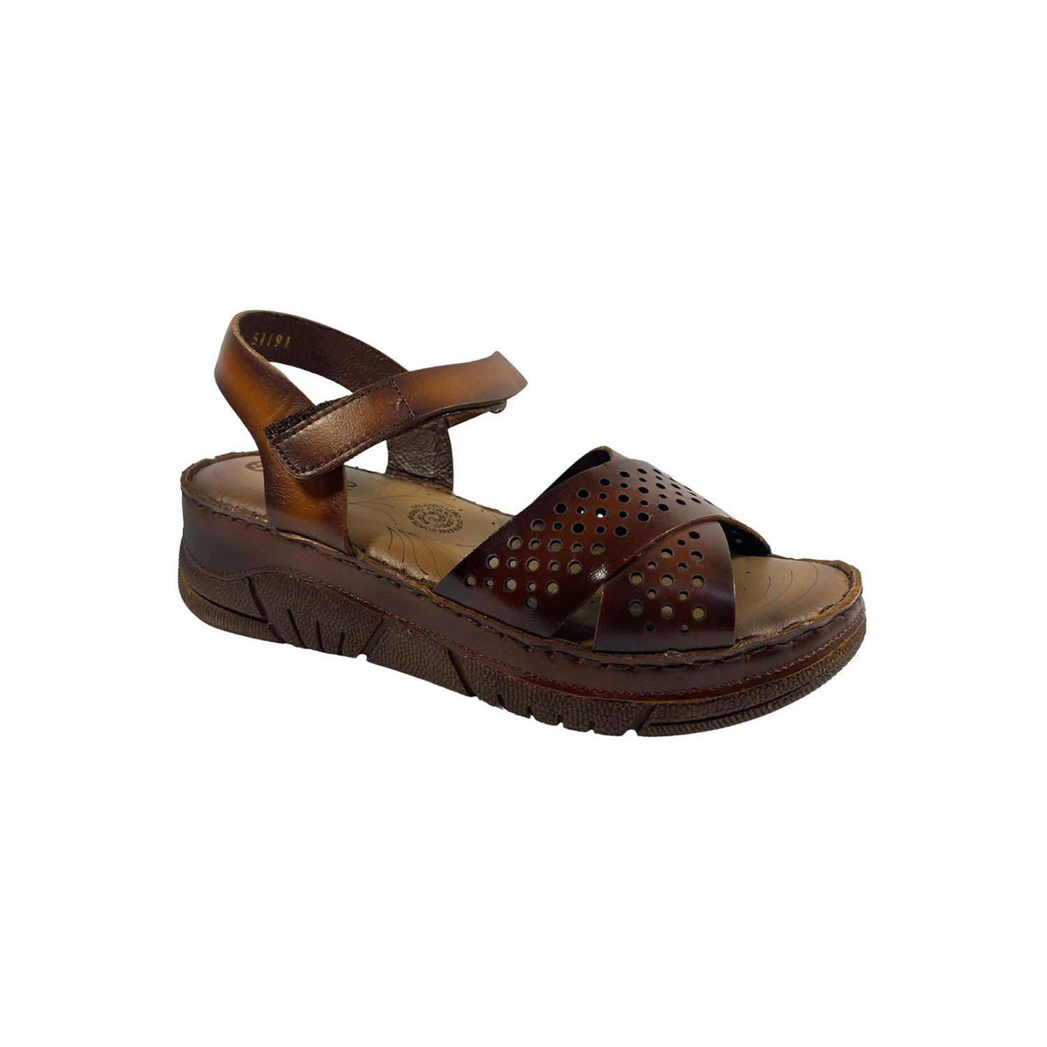 Sandalia Huarache Piel Para Dama Lobo Solo 1705 Naranja.