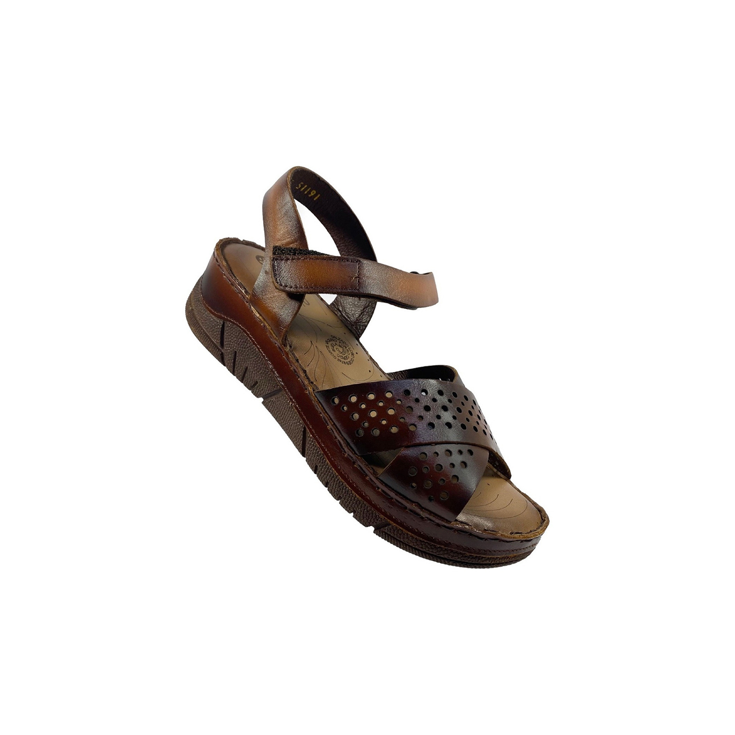 Sandalia Huarache Piel Para Dama Lobo Solo 1705 Naranja.