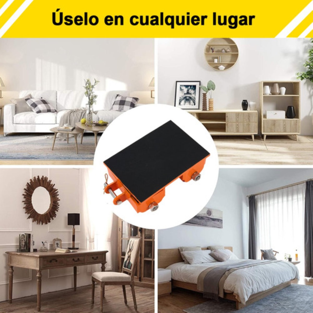 Patín De Carga Con Jaladera, Giro 180 Grados, 6 T naranja