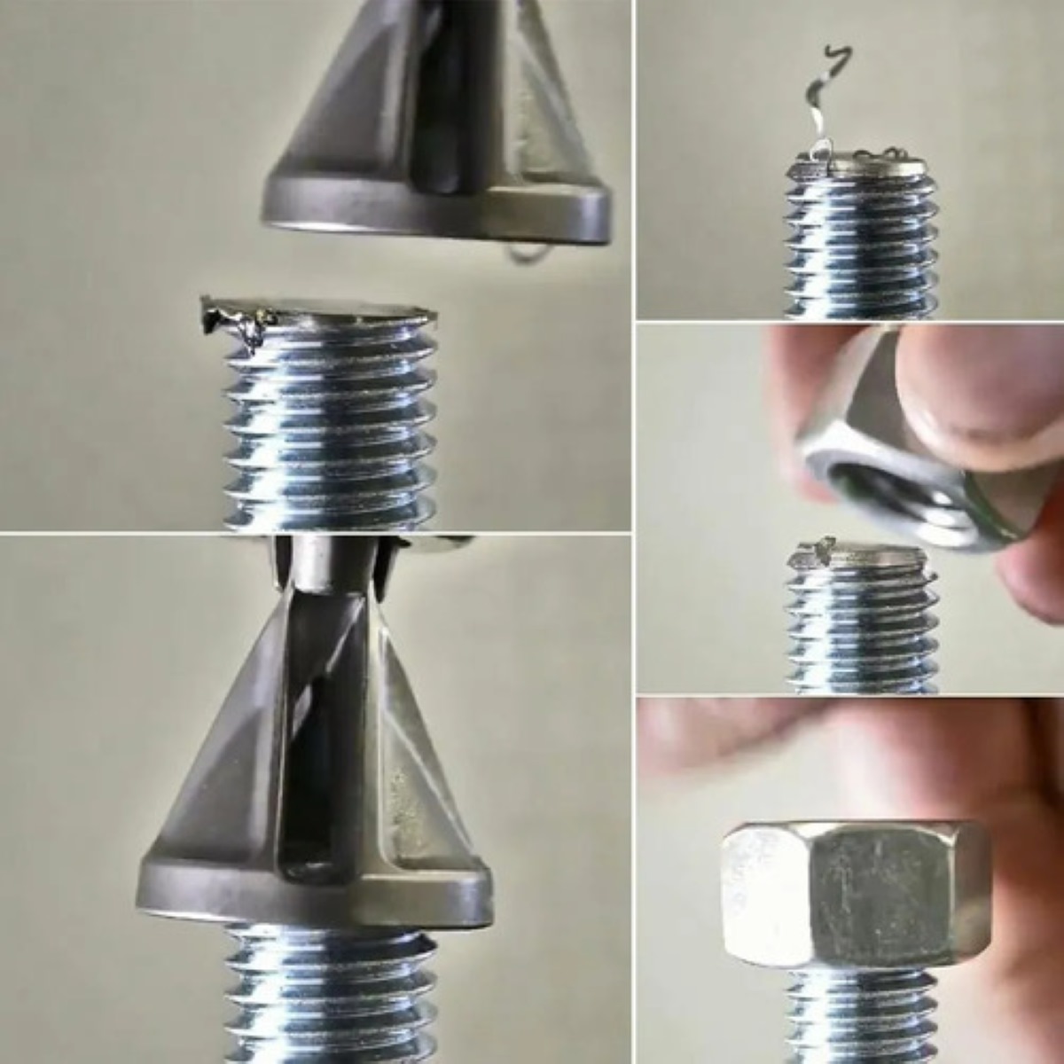 Herramienta Desbarbado Tornillo Biselado Acero Inoxidable plata
