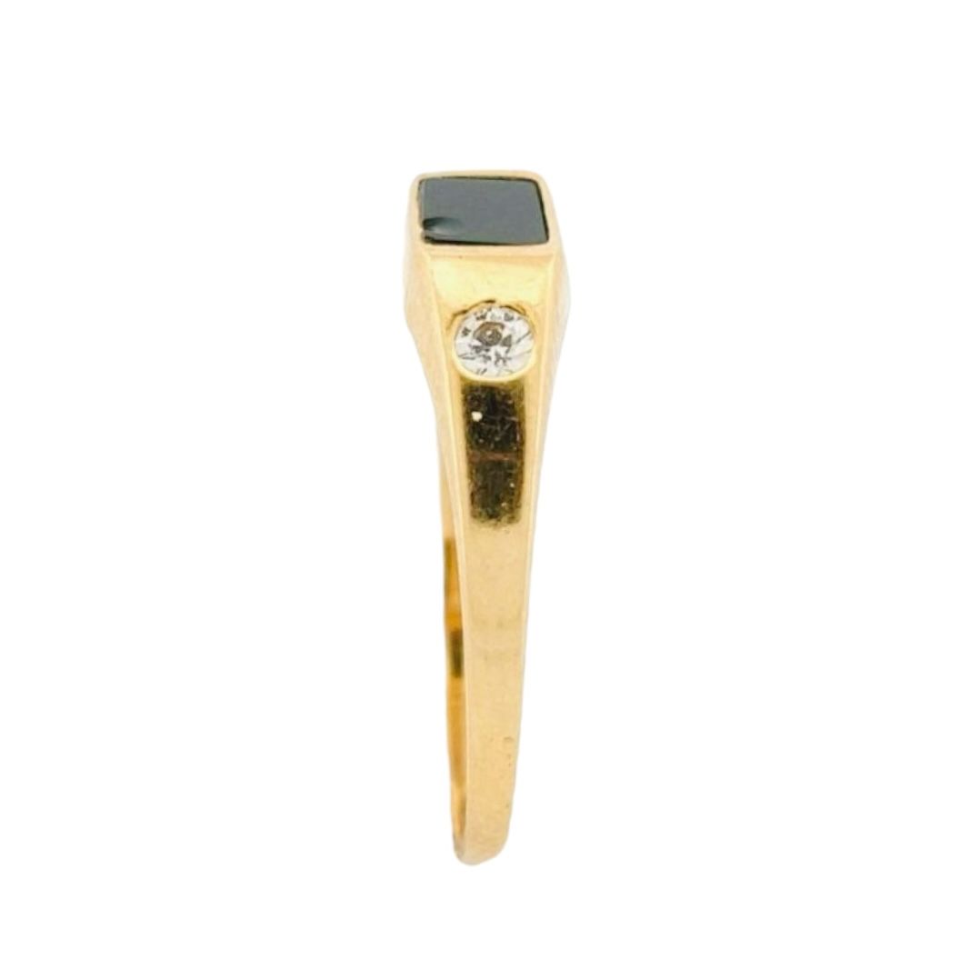 Anillo Sello Ónix Zirconias Oro 10 K + Obsequio.