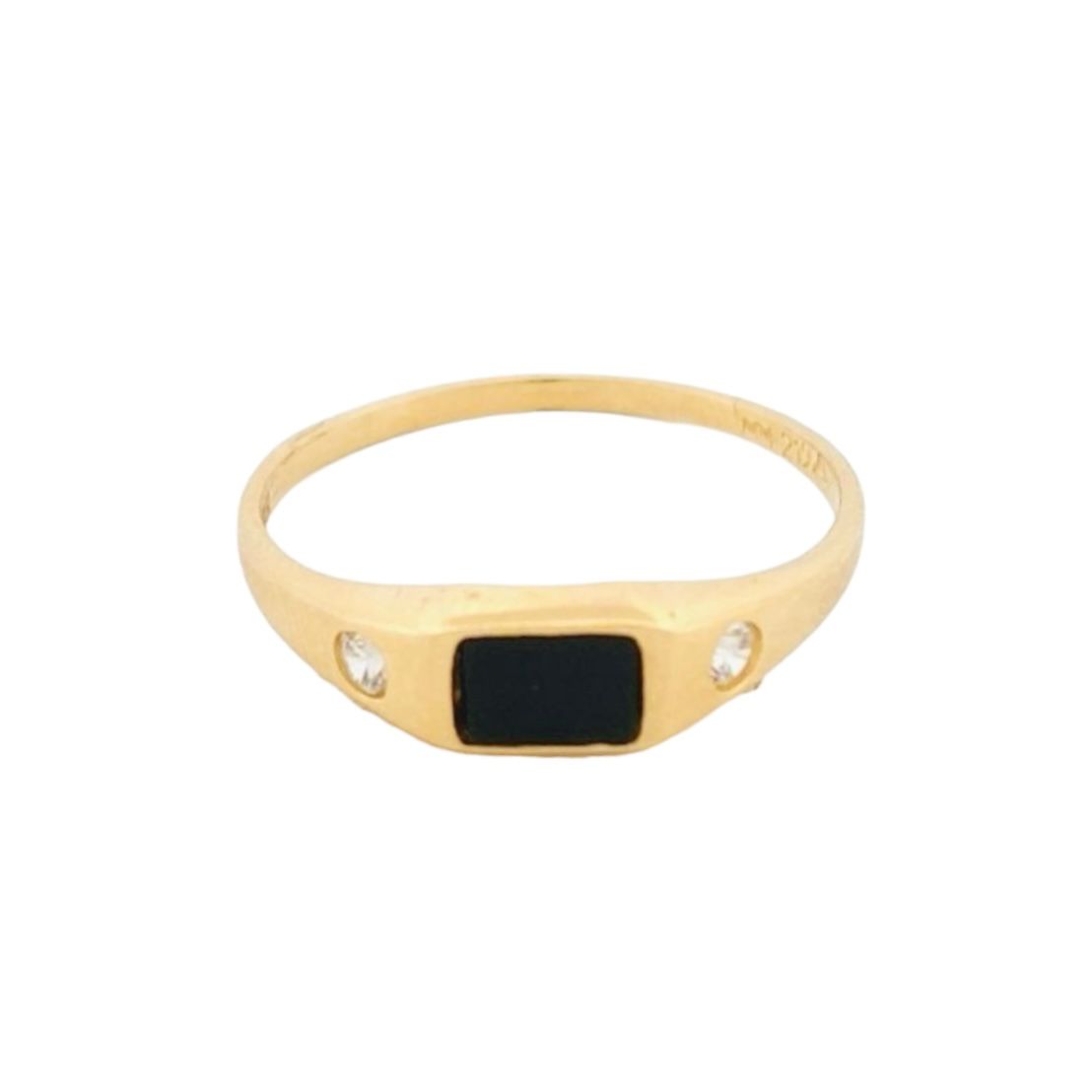 Anillo Sello Ónix Zirconias Oro 10 K + Obsequio.