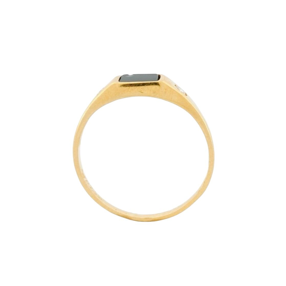 Anillo Sello Ónix Zirconias Oro 10 K + Obsequio.