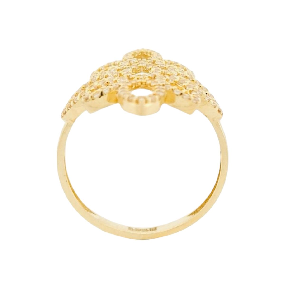 Anillo Flor De Loto Zirconias Oro 10 K + Obsequío.