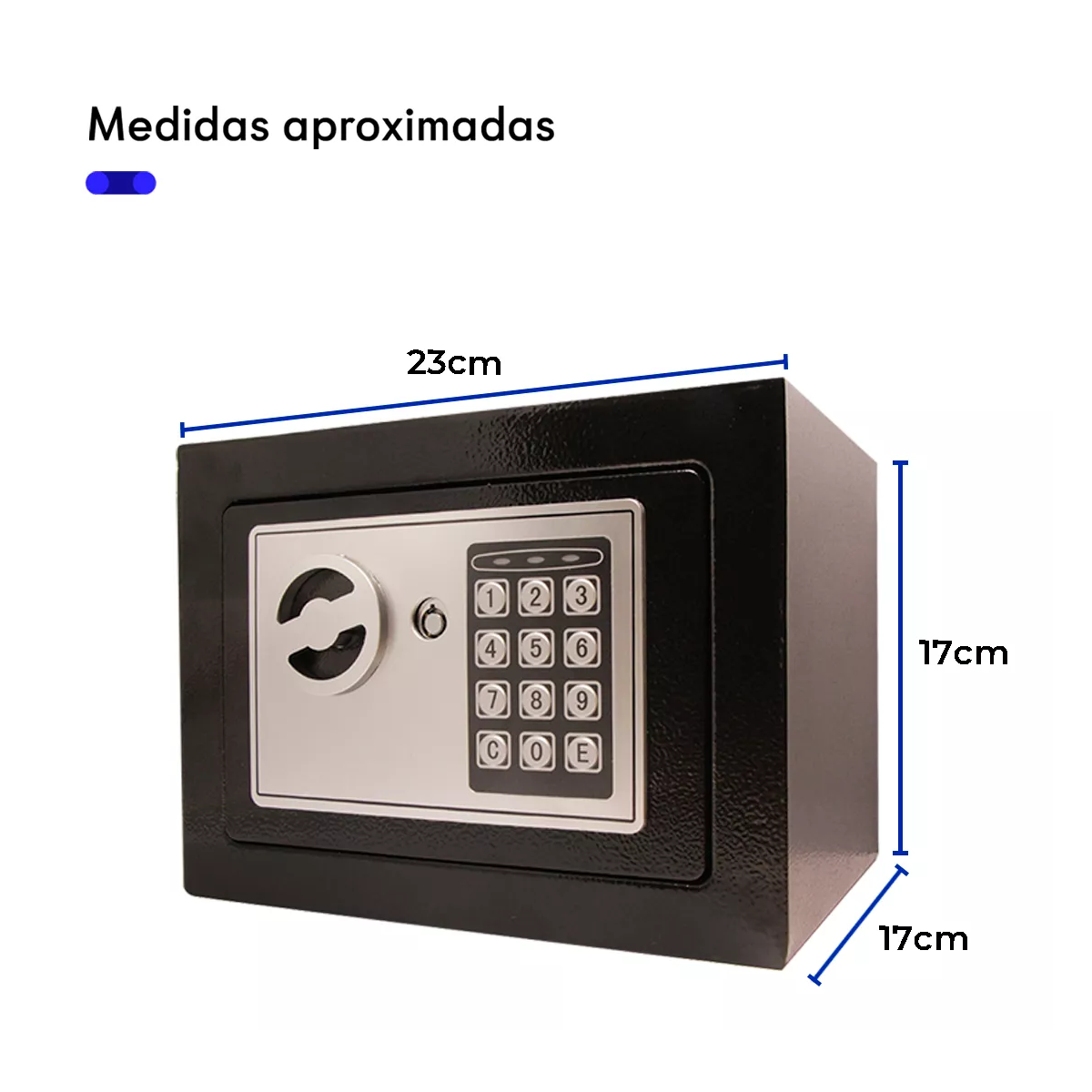 Caja Fuerte Electrónica De Seguridad Codigo Digital Y Llave Color Negro.