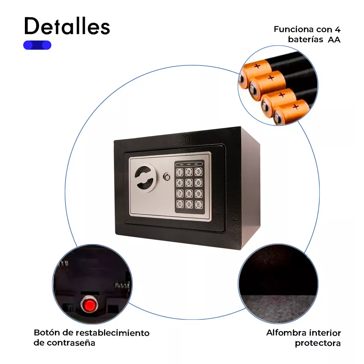 Caja Fuerte Electrónica De Seguridad Codigo Digital Y Llave Color Negro.