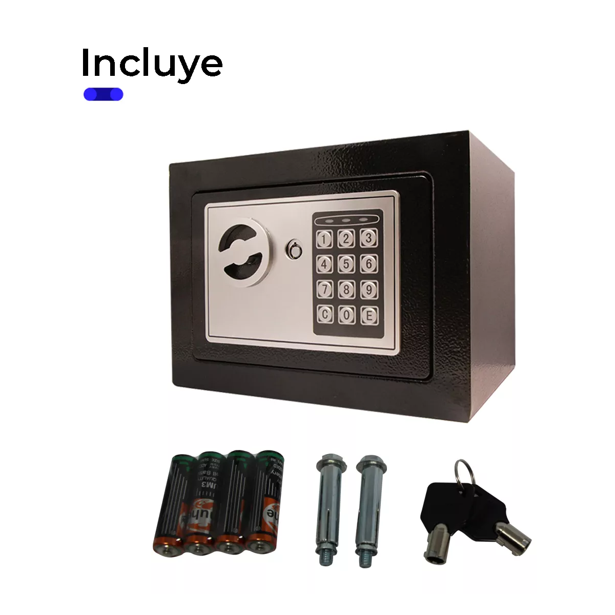 Caja Fuerte Electrónica De Seguridad Codigo Digital Y Llave Color Negro.