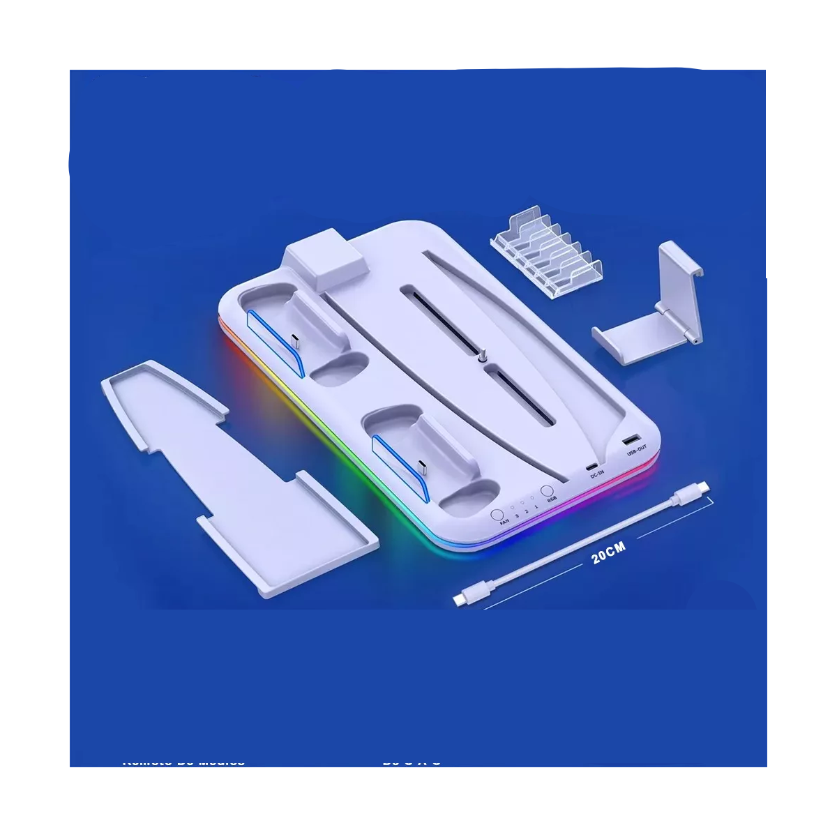 Base De Cargador Enfriadora Para Ps5 Disco/digital Usb C.