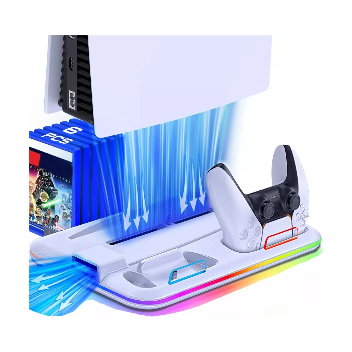Base De Cargador Enfriadora Para Ps5 Disco/digital Usb C.