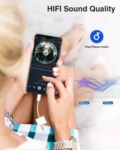 Adaptador Doble Compatible iPhone Carga Audio Llamadas Music.
