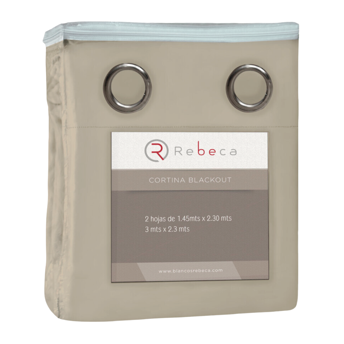 Cortina BlackOut Rebeca - 2 Paneles calidad Premium 95% Oscuridad- 300 cm x 230 cm de altura - Color Beige.