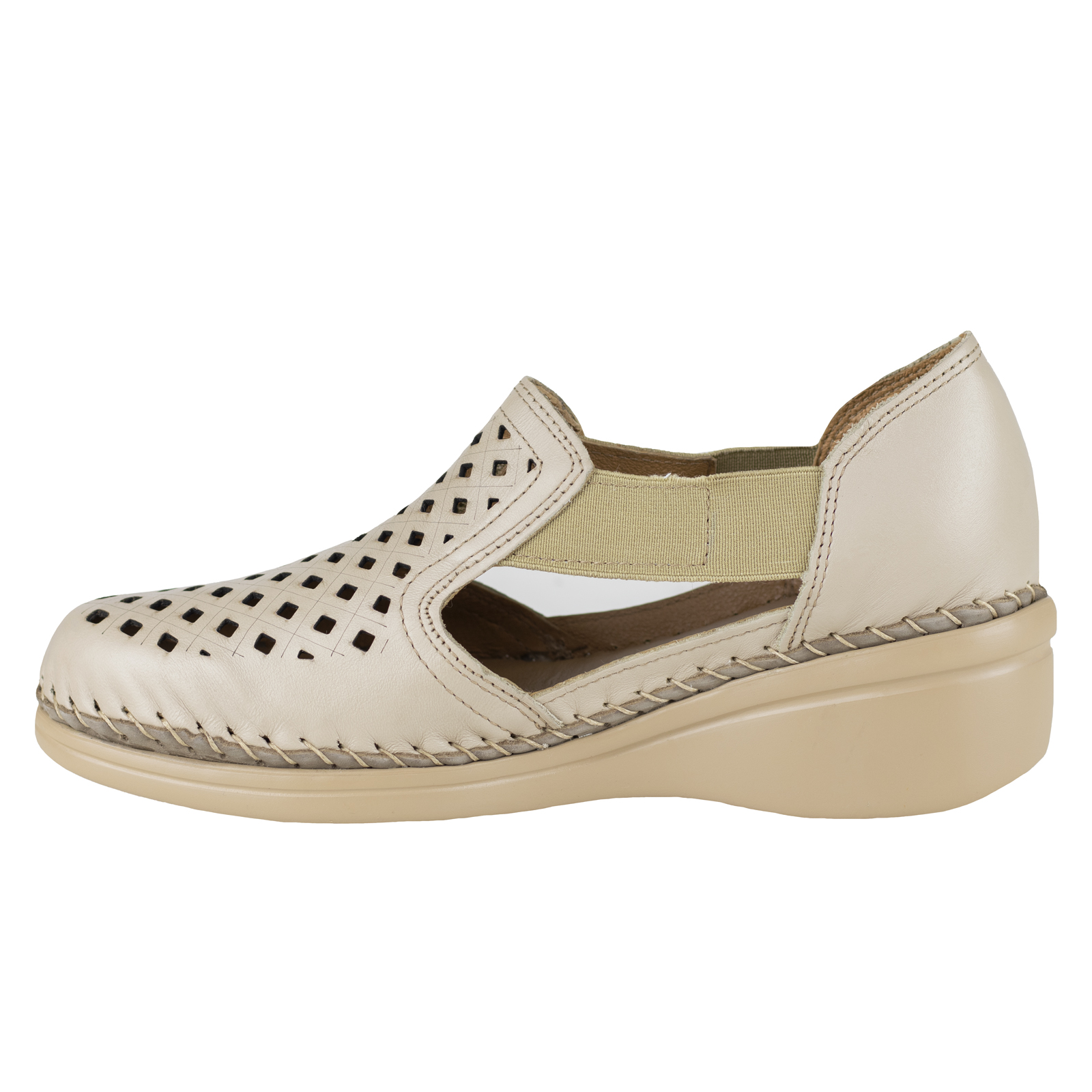 Mocasin Con Tacon Para Mujer Aberturas Lobo Solo 4705 Arena