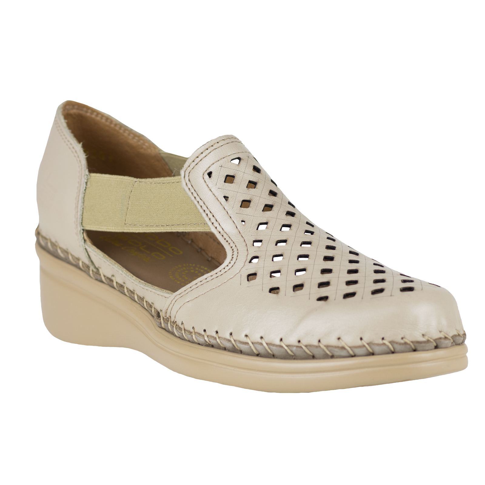 Mocasin Con Tacon Para Mujer Aberturas Lobo Solo 4705 Arena