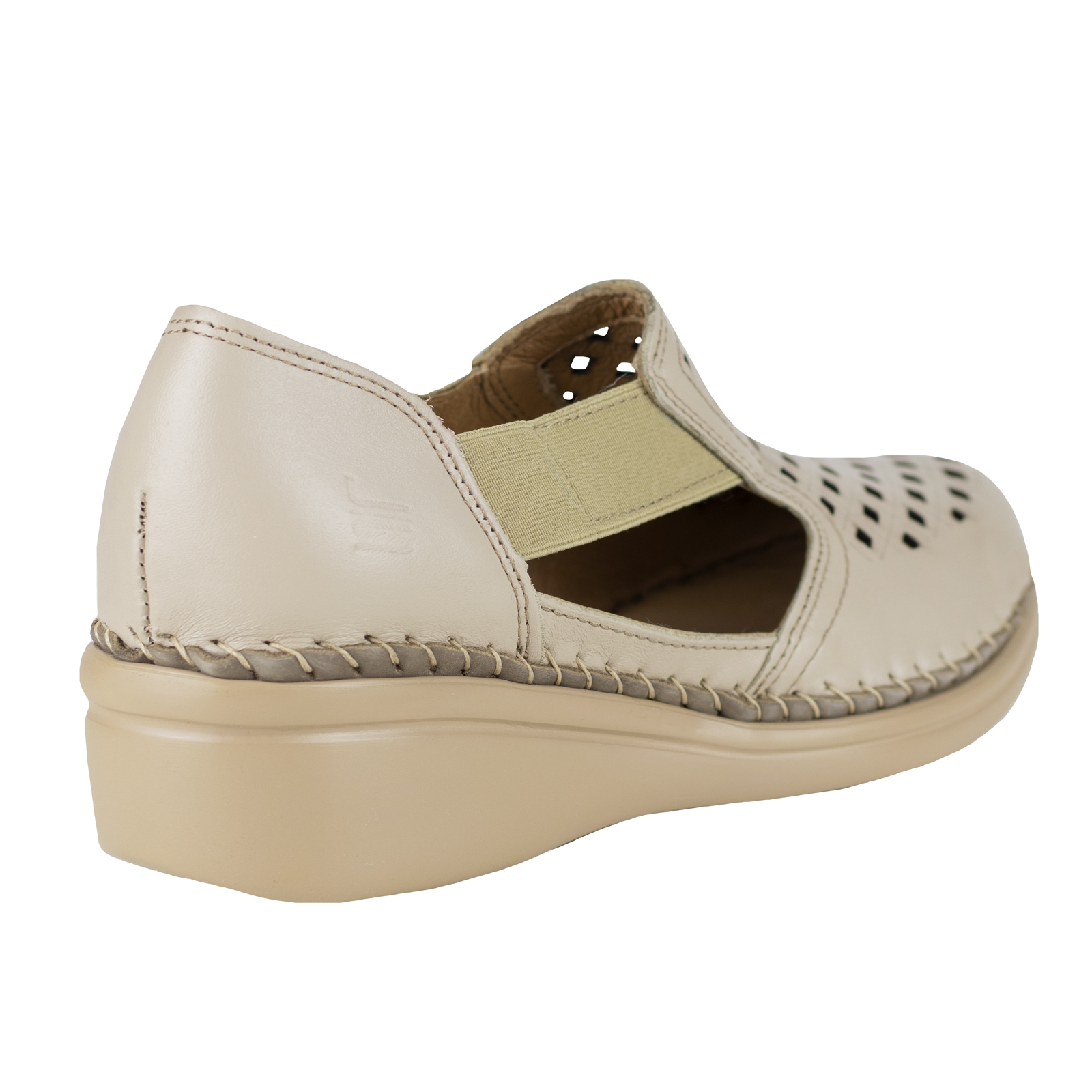 Mocasin Con Tacon Para Mujer Aberturas Lobo Solo 4705 Arena