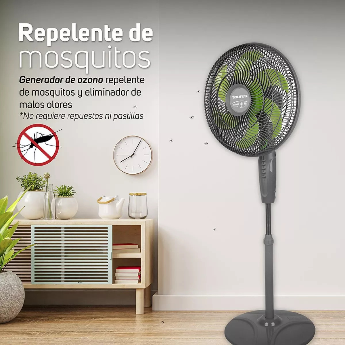 Ventilador de pedestal TAURUS 18" anti-mosquitos 3vel 6aspas.