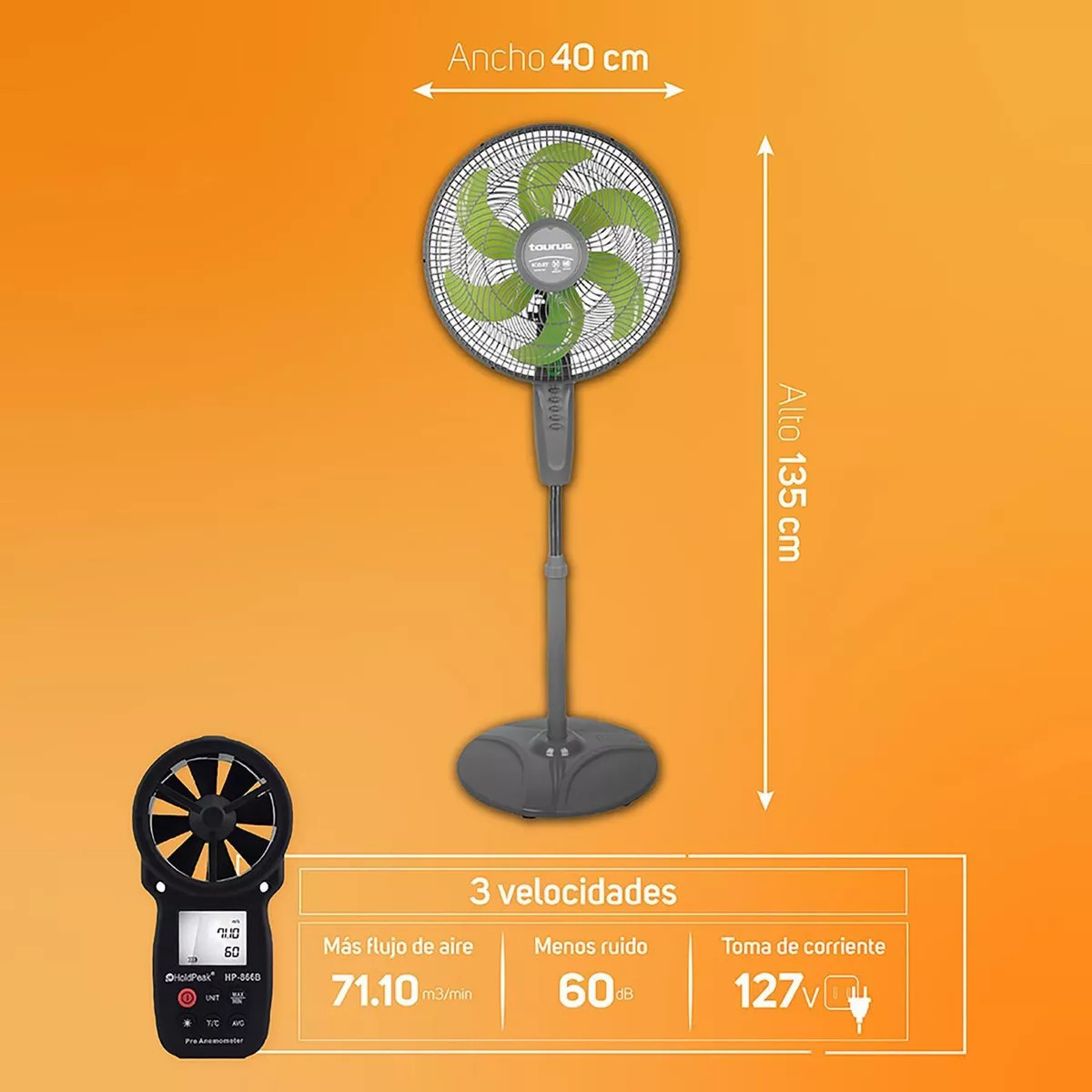 Ventilador de pedestal TAURUS 18" anti-mosquitos 3vel 6aspas.